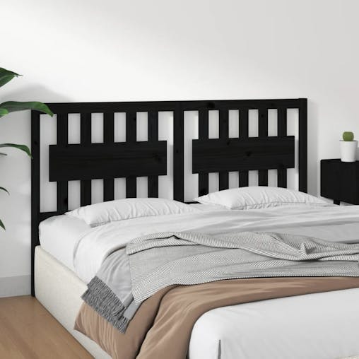 NNEVL Bed Headboard Black 155.5x4x100 cm Solid Wood Pine
