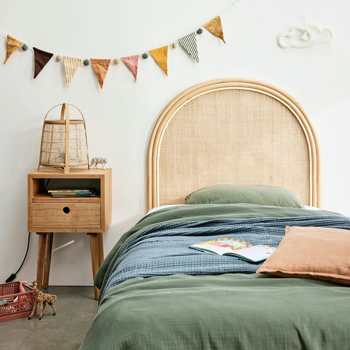 JANE - Tête de lit en rotin et cannage 90 cm