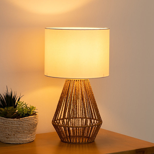 Lampe Lila - coton et métal - H40 cm - Atmosphera