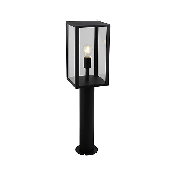 Lampes d'extérieur 'Aila' h:80cm , pour l'extérieur, lampe de socle en métal et verre en noir, E27 , lampe d'allée