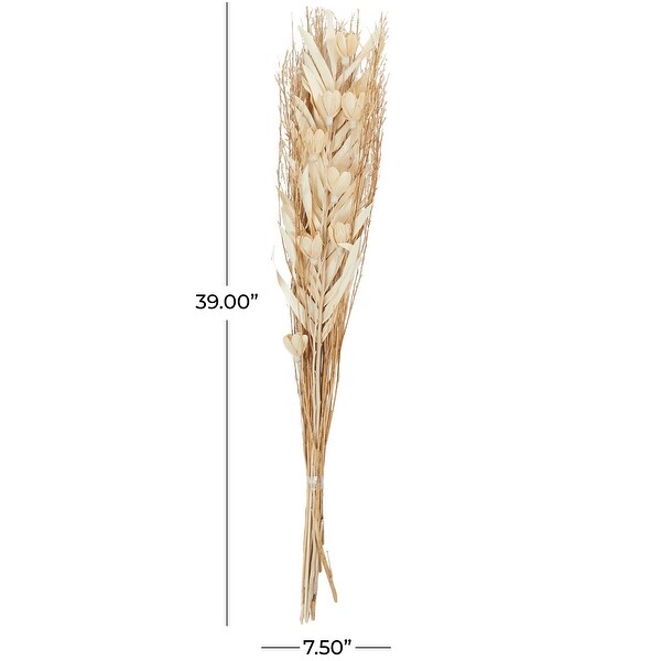 Cream Dried Plant Handmade Tall Floral Bouquet Palm Leaf Natural Foliage with Branches - Cream/Chocolate