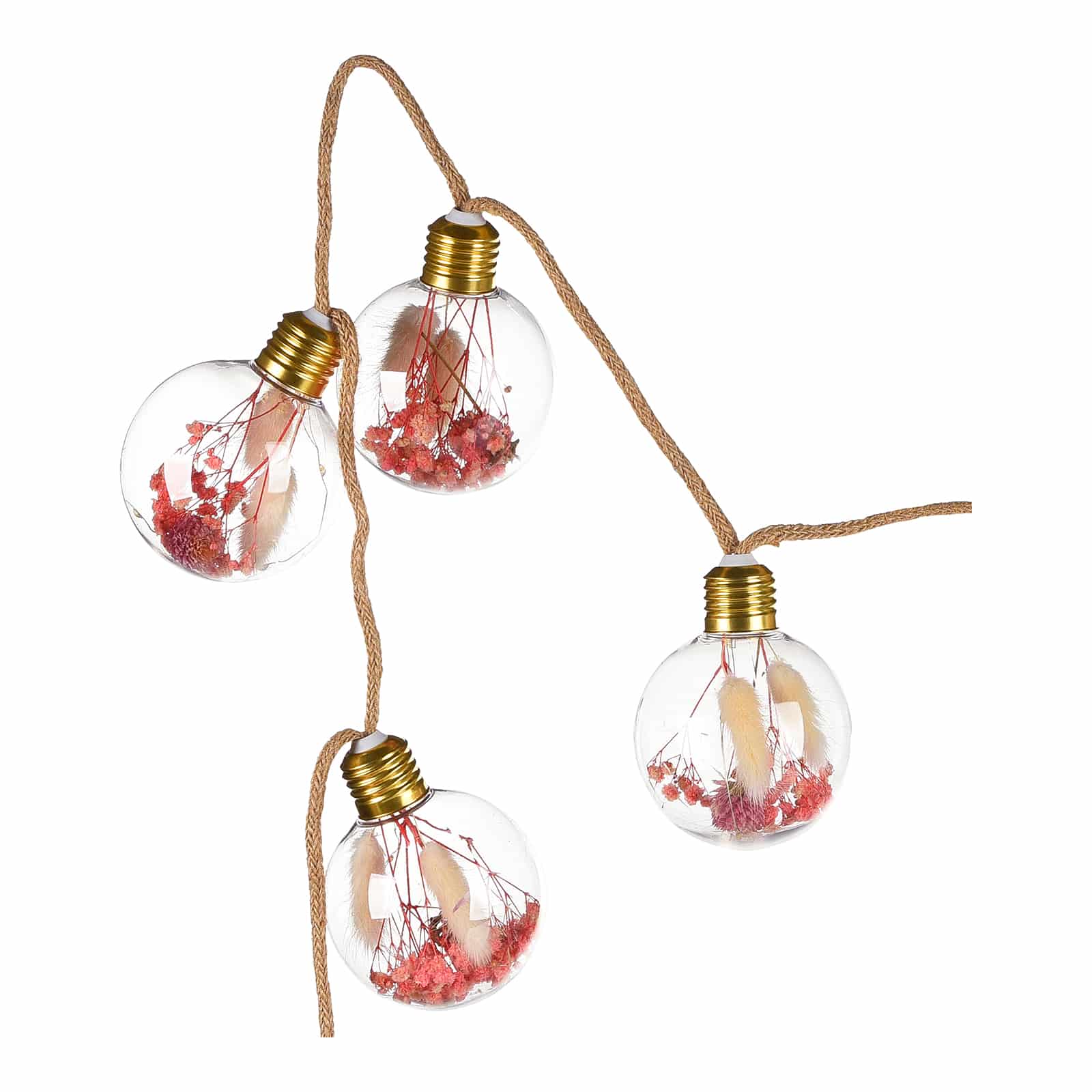Outdoor-Lichterkette Trockenblumen Pink,L 1.650 mm