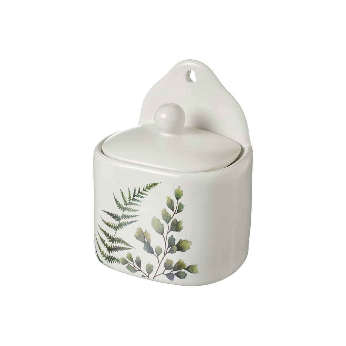 PLANTES VERTES - Pot à sel mural en céramique blanche