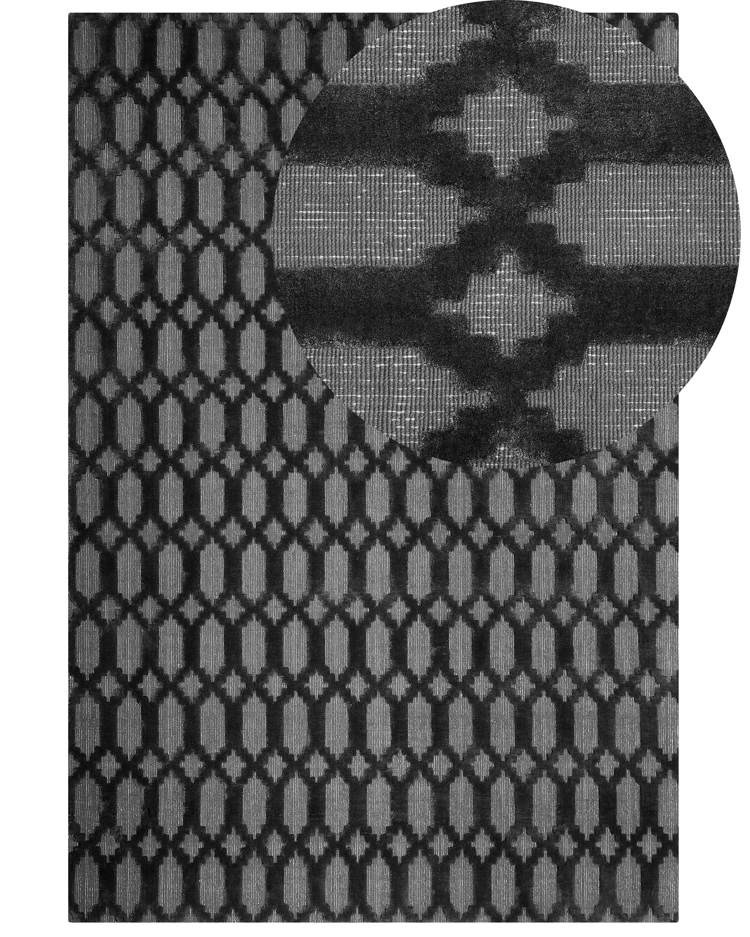 Rug CIZRE Dark Grey 140 x 200 cm Viscose