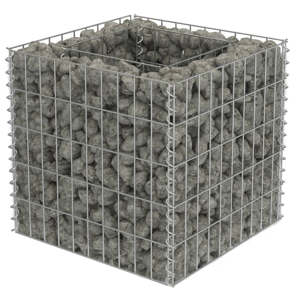 Donica gabionowa Srebrny 50 x 50 x 50 cm Stal vidaXL