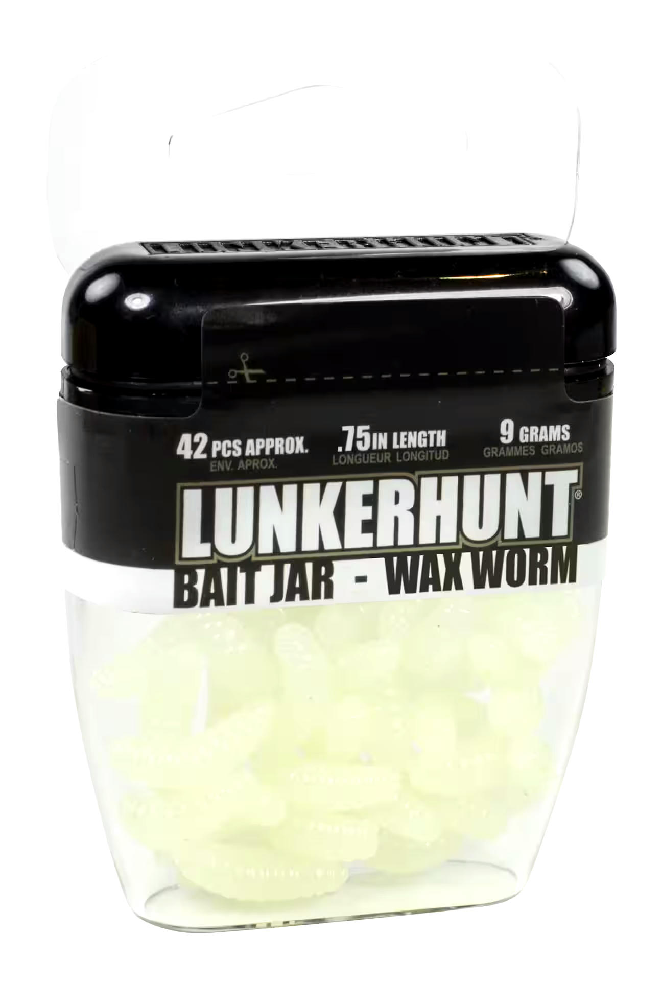 Lunkerhunt Ice Fishing Wax Worm Bait Jar, 9-g