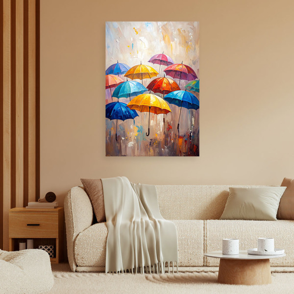 Feeby Obraz do pokoju młodzieżowego, Kolorowe Parasolki Abstrakcja 40x60