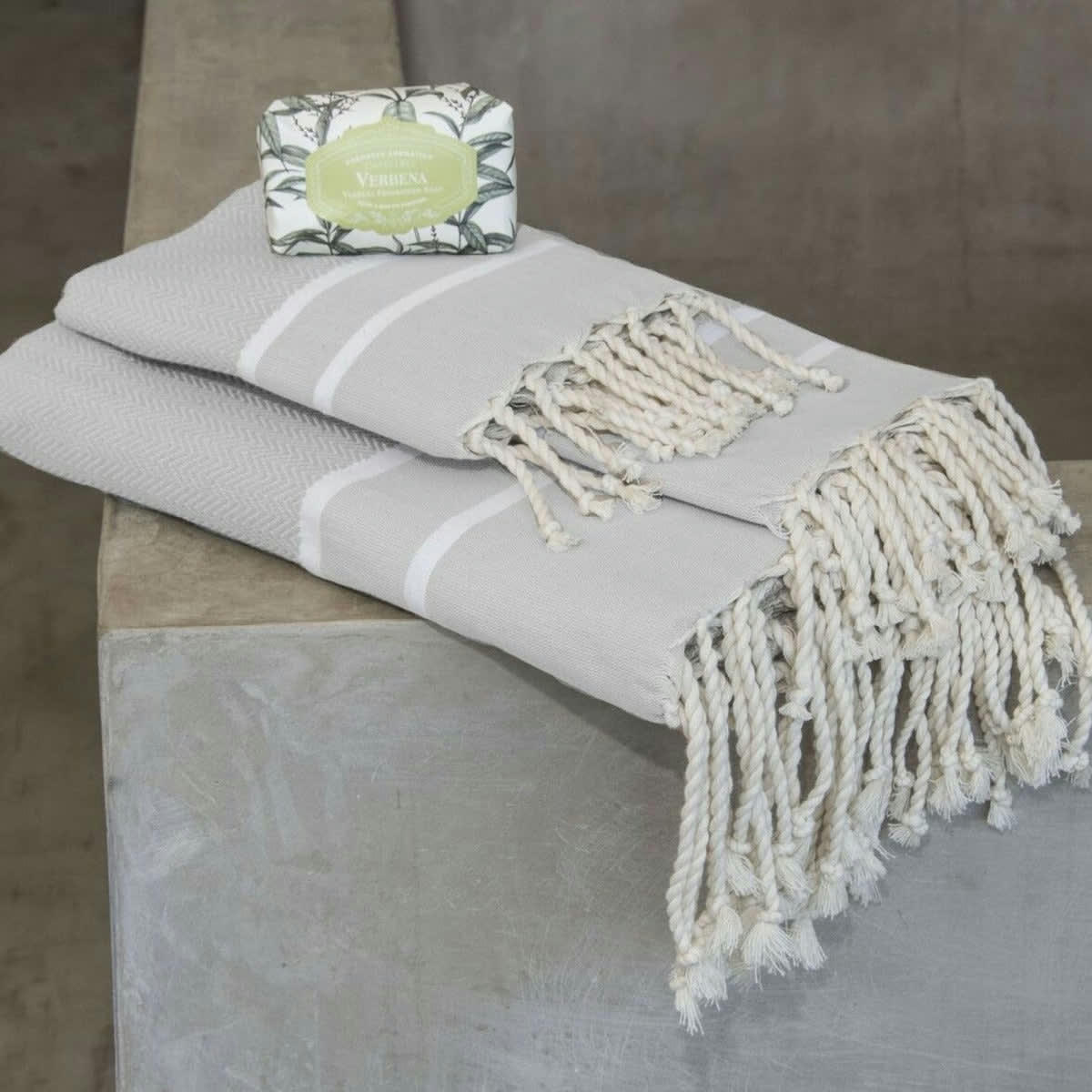 STOCKHOLM - Set bain, 1 fouta + 2 serviettes coton  100x200 gris perle