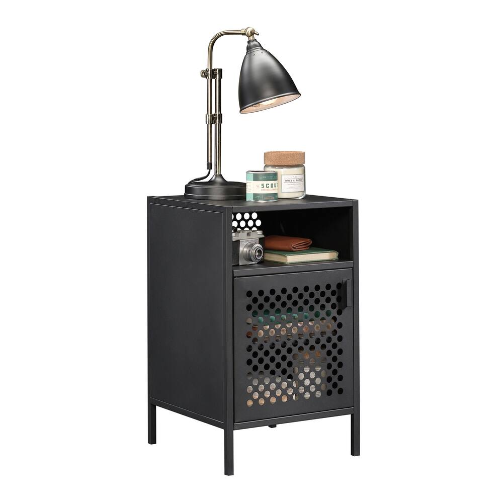 Sauder Boulevard Cafe Metal Night Stand with Storage, Black