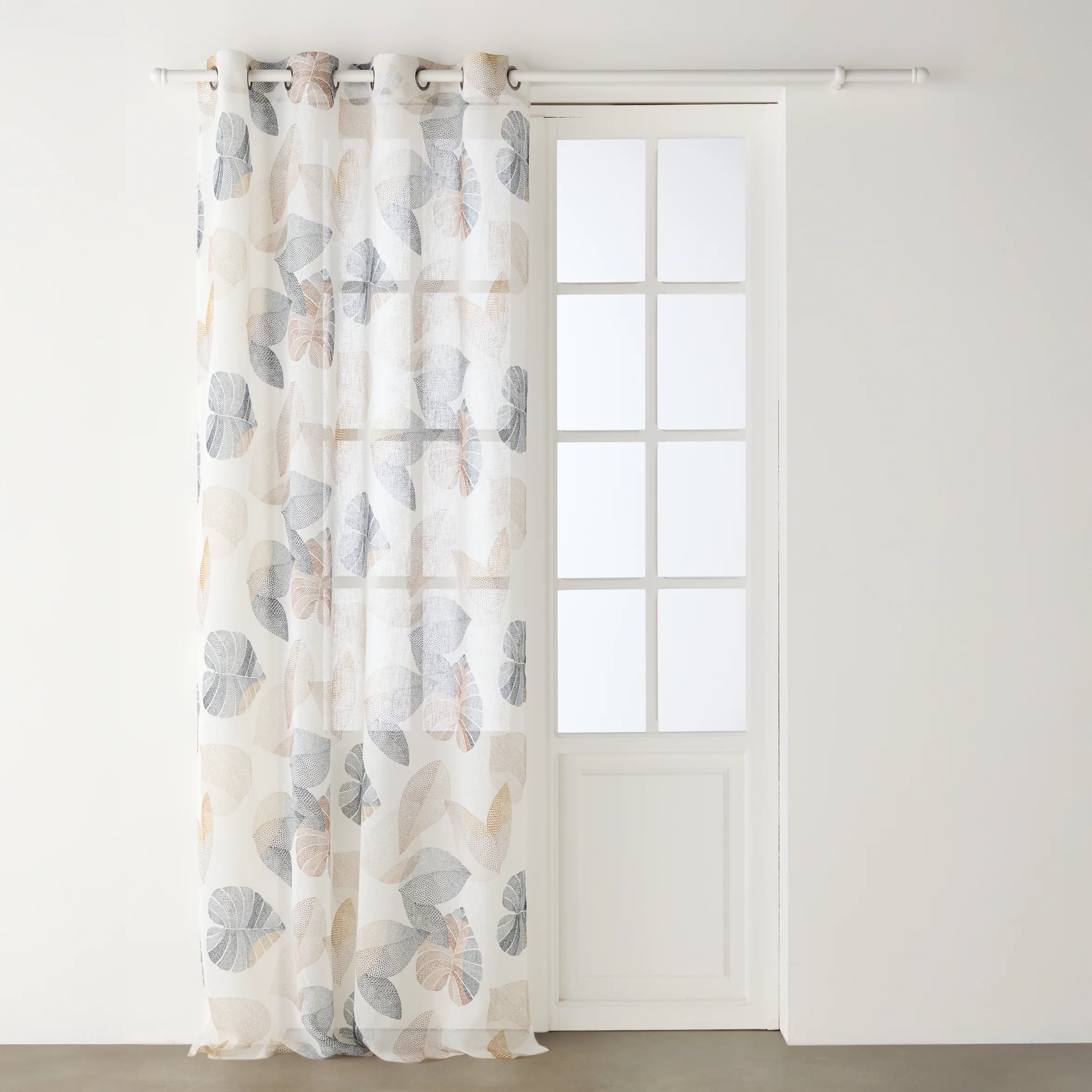 Voilage BAKARI coloris BLEU / BRUN 140 x 240 cm