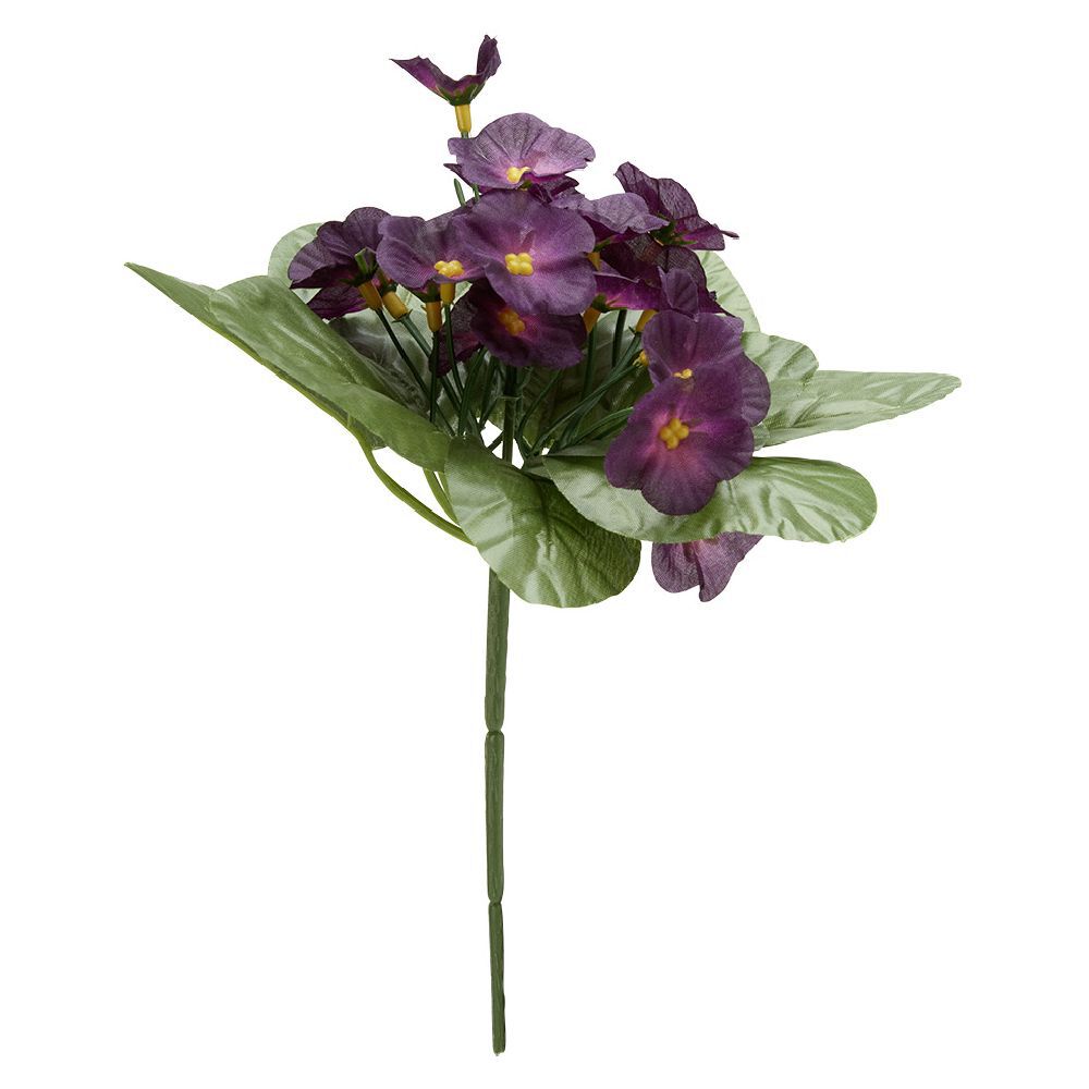 Piquet violettes artificielles 15 têtes H9 cm violet