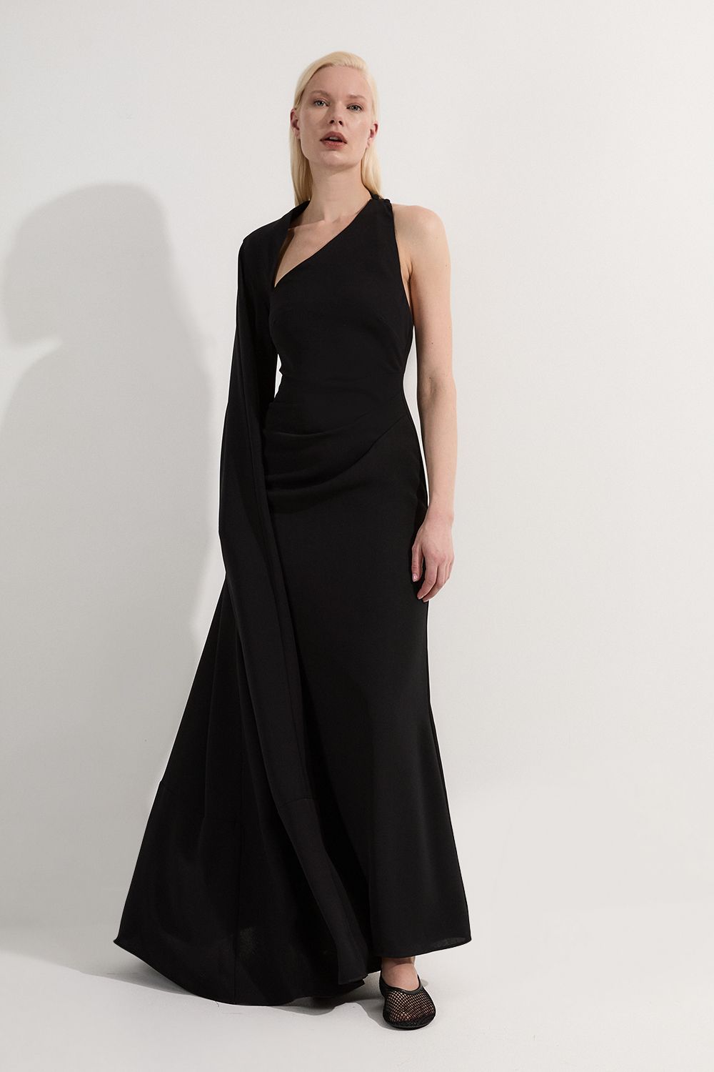 KarenMillen Soft Tailored Cape Sleeve Maxi Dress