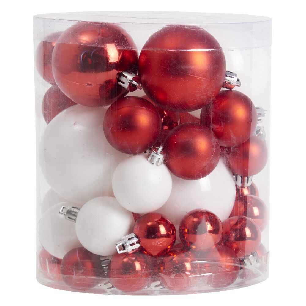 Boule de No&euml;l rouge et blanche x50