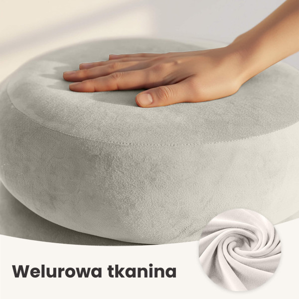 Pufa otwierana ze schowkiem welurowa 42 cm SNUGGO Kremowa
