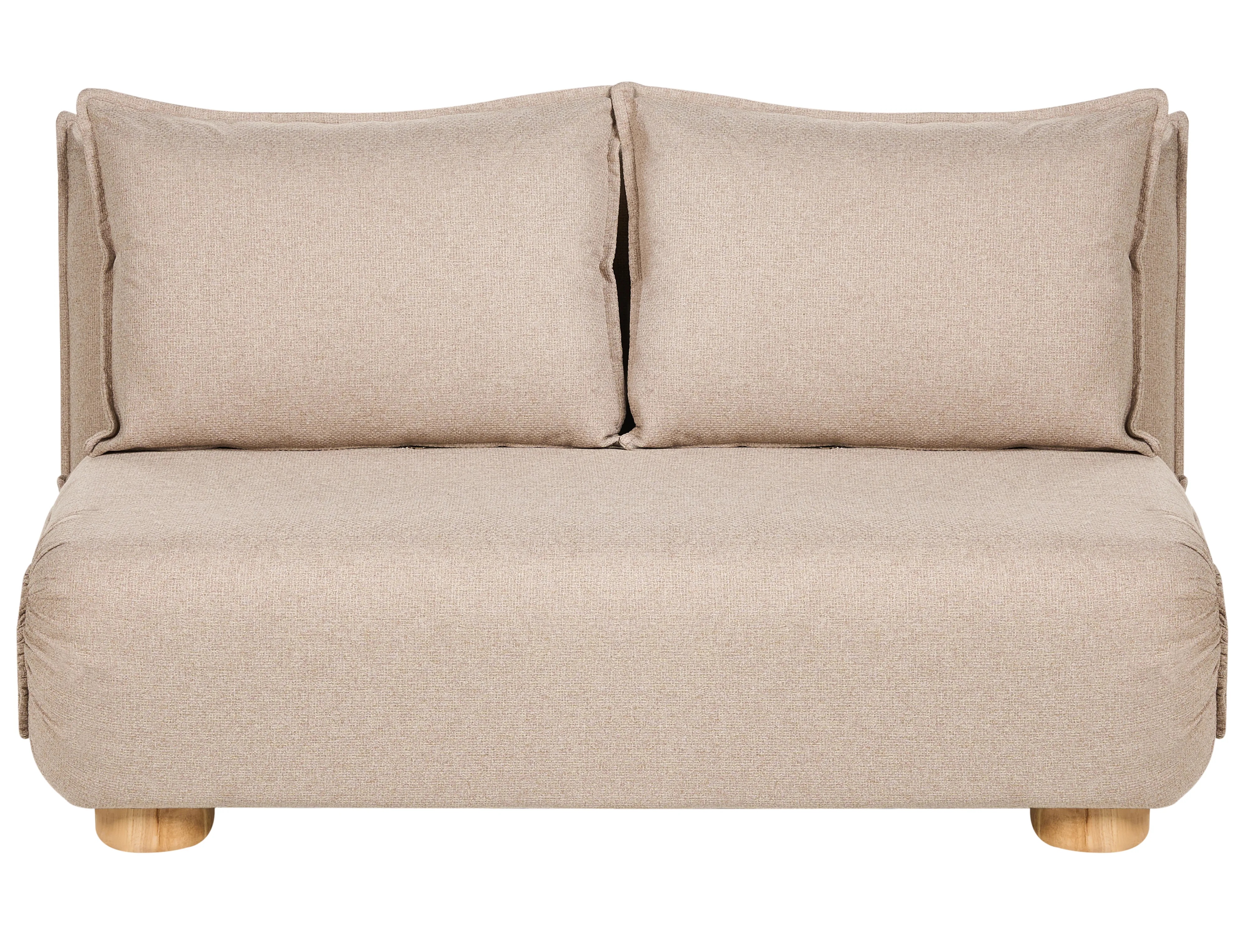 Sofa Bed 2 Seater ABISKO Faux Linen Beige