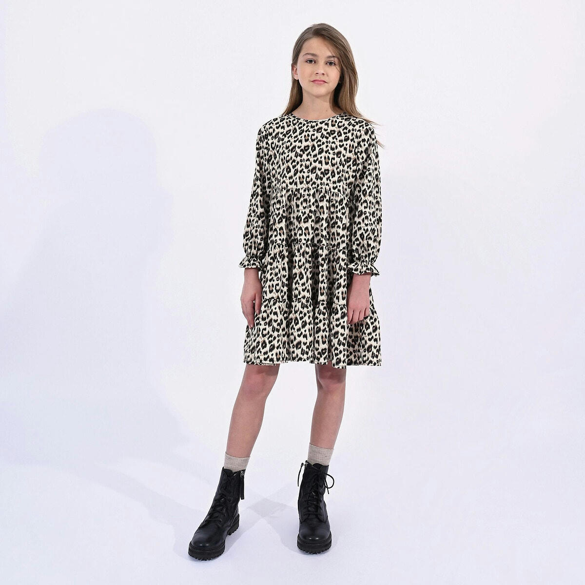 Robe manches longues, imprimé léopard