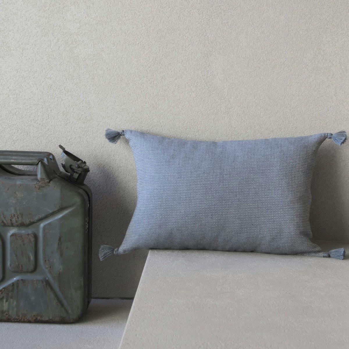 STOCKHOLM - Housse de coussin rectangle coton  60x40 bleu pétrole