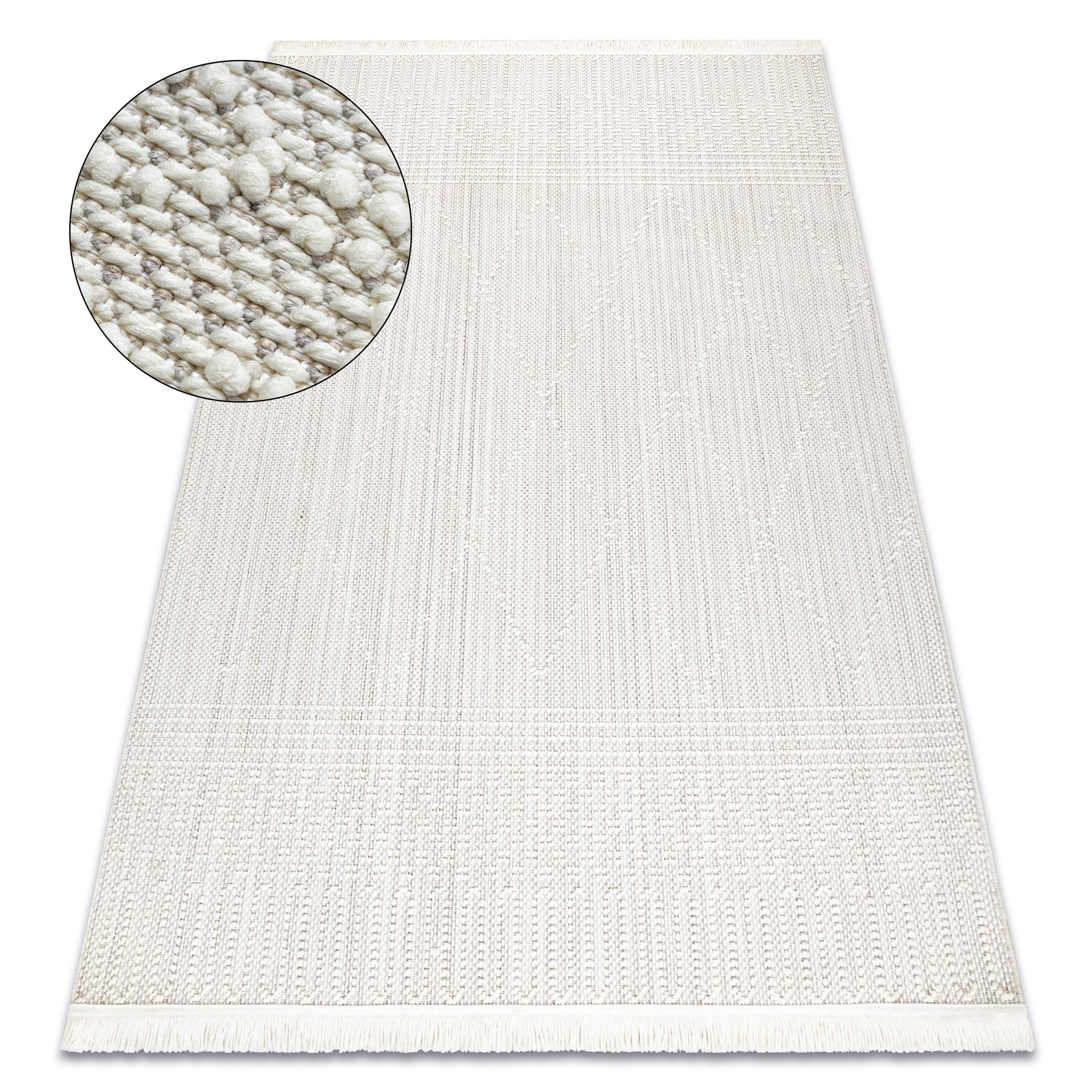 Dywan NANO EM52A Romby, pętelkowy, płasko tkany biały 80x150 cm