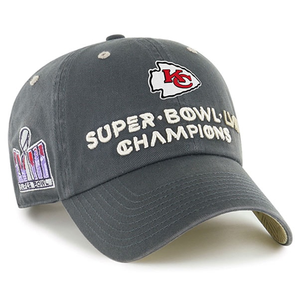 Kansas City Chiefs '47 Super Bowl LVIII Champions Side Patch Clean Up Adjustable Hat - Charcoal