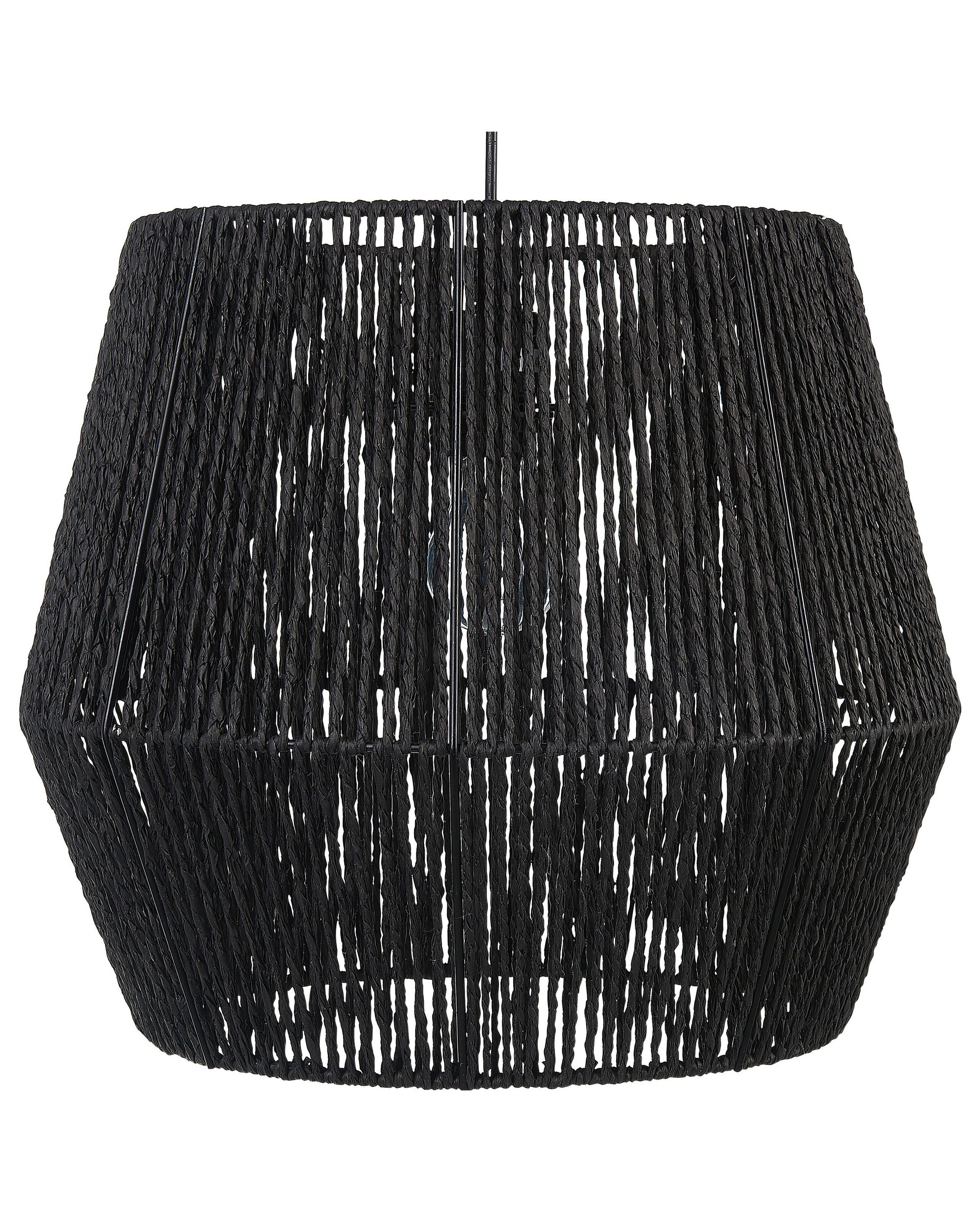 Lampa wisząca papierowa plecionka czarna