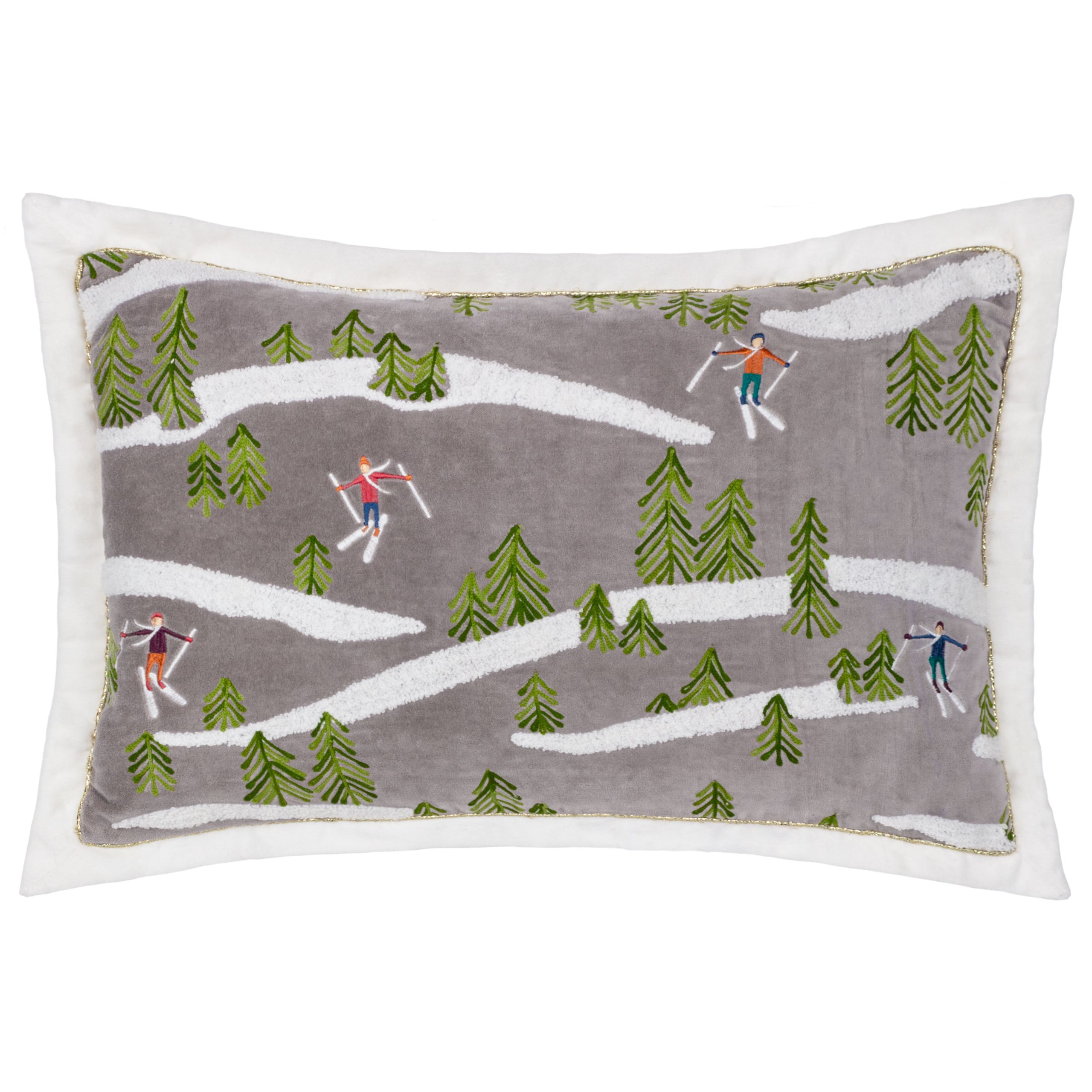 Paoletti Winter Alpine Embroidered 100% Cotton Cushion