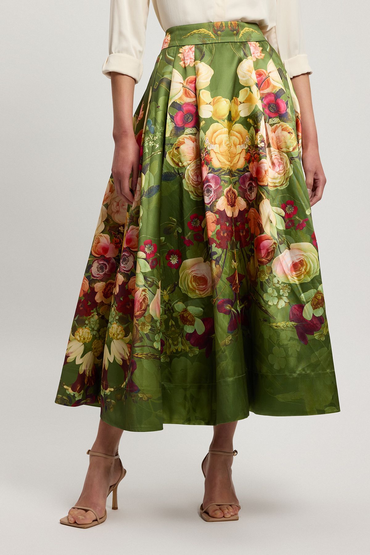 KarenMillen Floral twill woven prom skirt