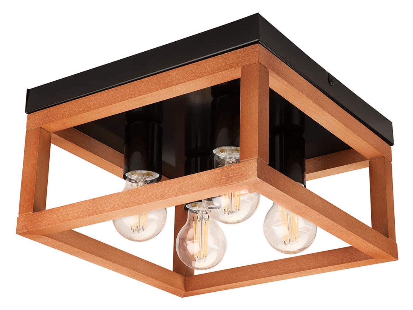 Lampa sufitowa Villy 4-punktowa drewniana brązowo-czarna