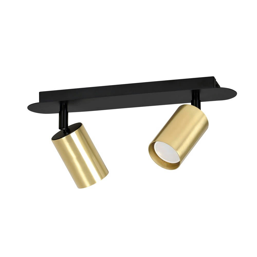 TAO - Sport de plafond  avec 2 lumières dorés orientables et structure noire
