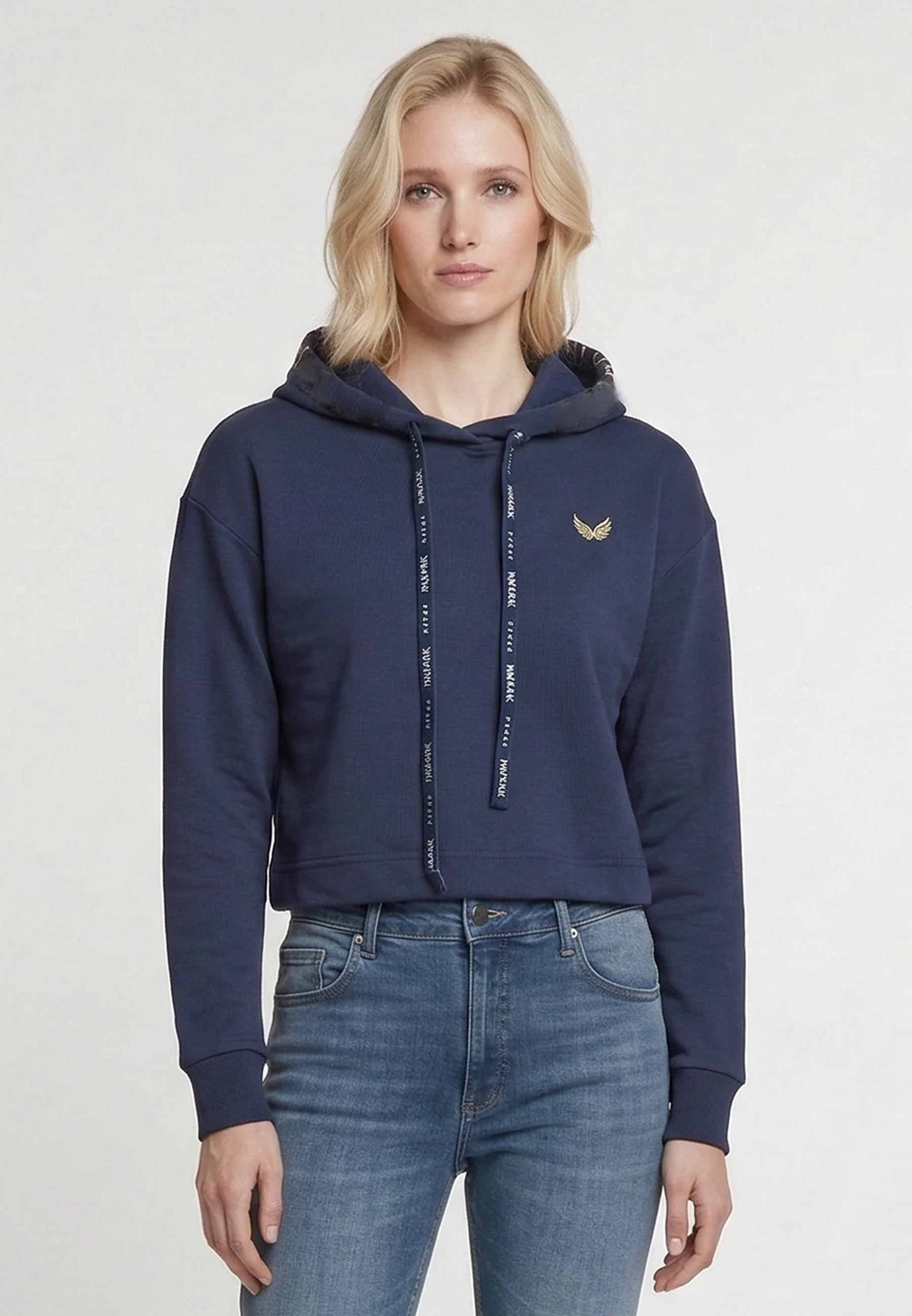 Sweat à capuche regular bleu marine coton LOICIA