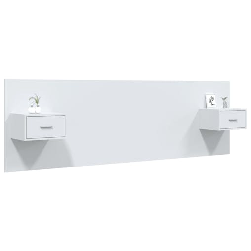 NNEVL Bed Headboard with Cabinets White Engineered Wood