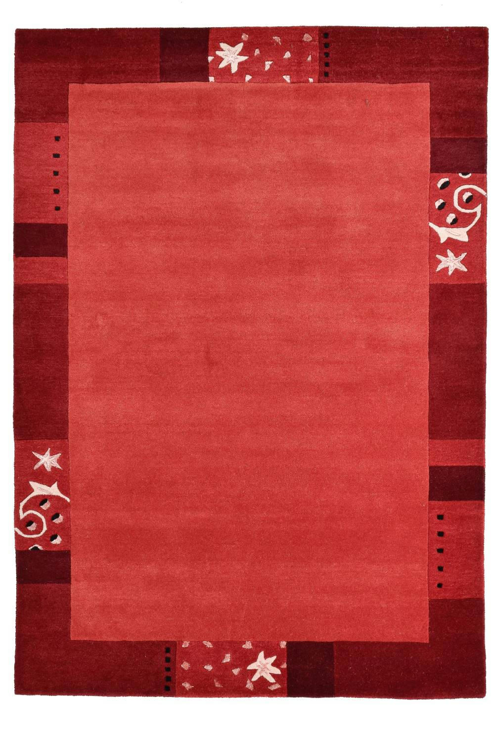 ROYAL GANGES - Tapis gabbeh floral en laine naturelle rouge 190x290 cm