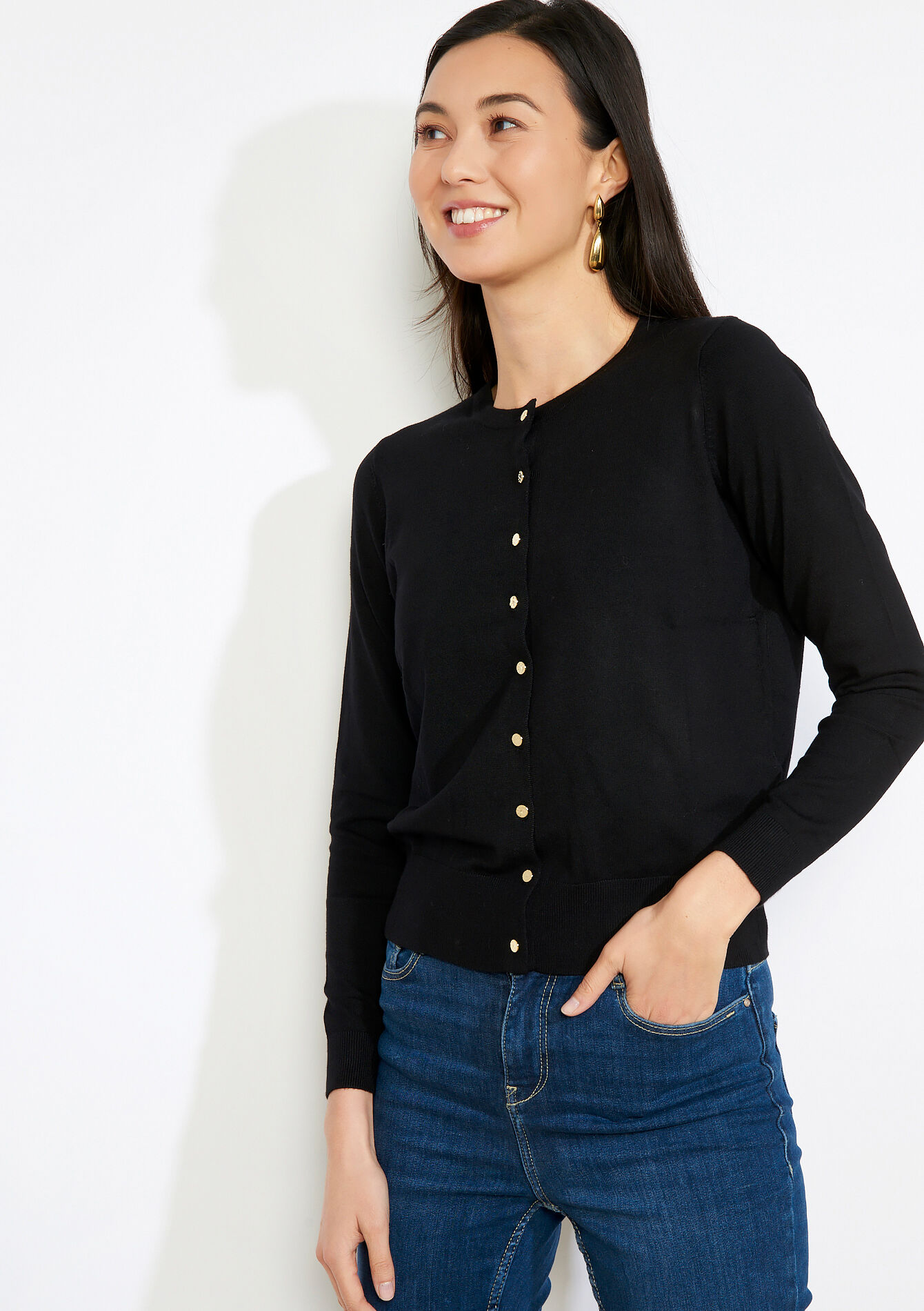 Vest met knopen en ronde hals