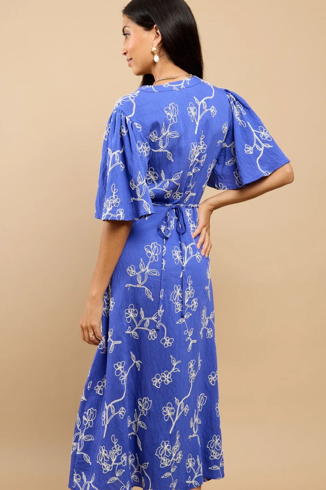 Little Mistress Blue Embroidered Midaxi Dress
