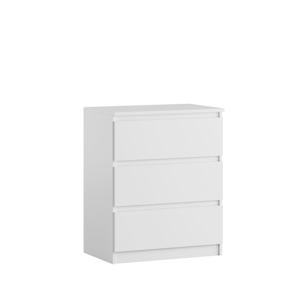 Komoda BASIC 3 szuflady – Biała | 61x75x40 cm