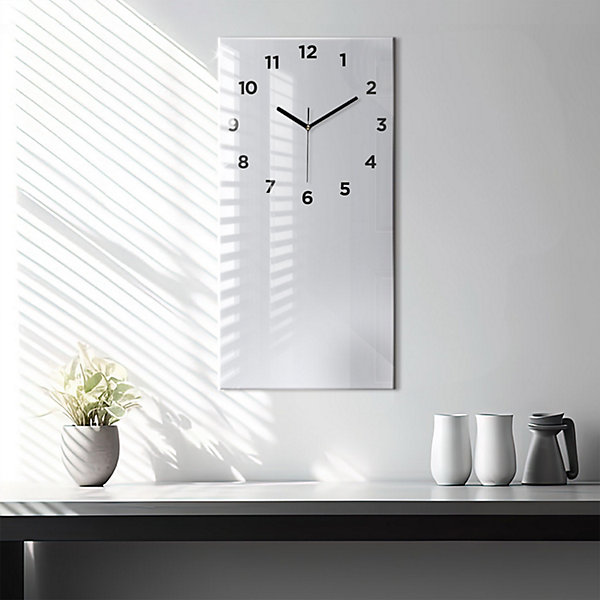 Horloge murale Wallfluent 30x60 cm Avec chiffres Aiguilles noires Blanc cassé 1 pcs