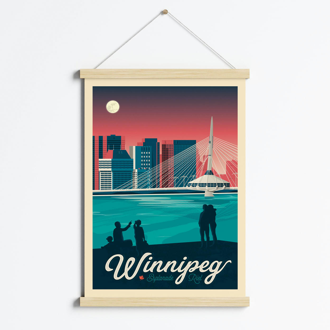 - Affiche Winnipeg Canada + Cadre Magnétique (Bois) 50x70 cm
