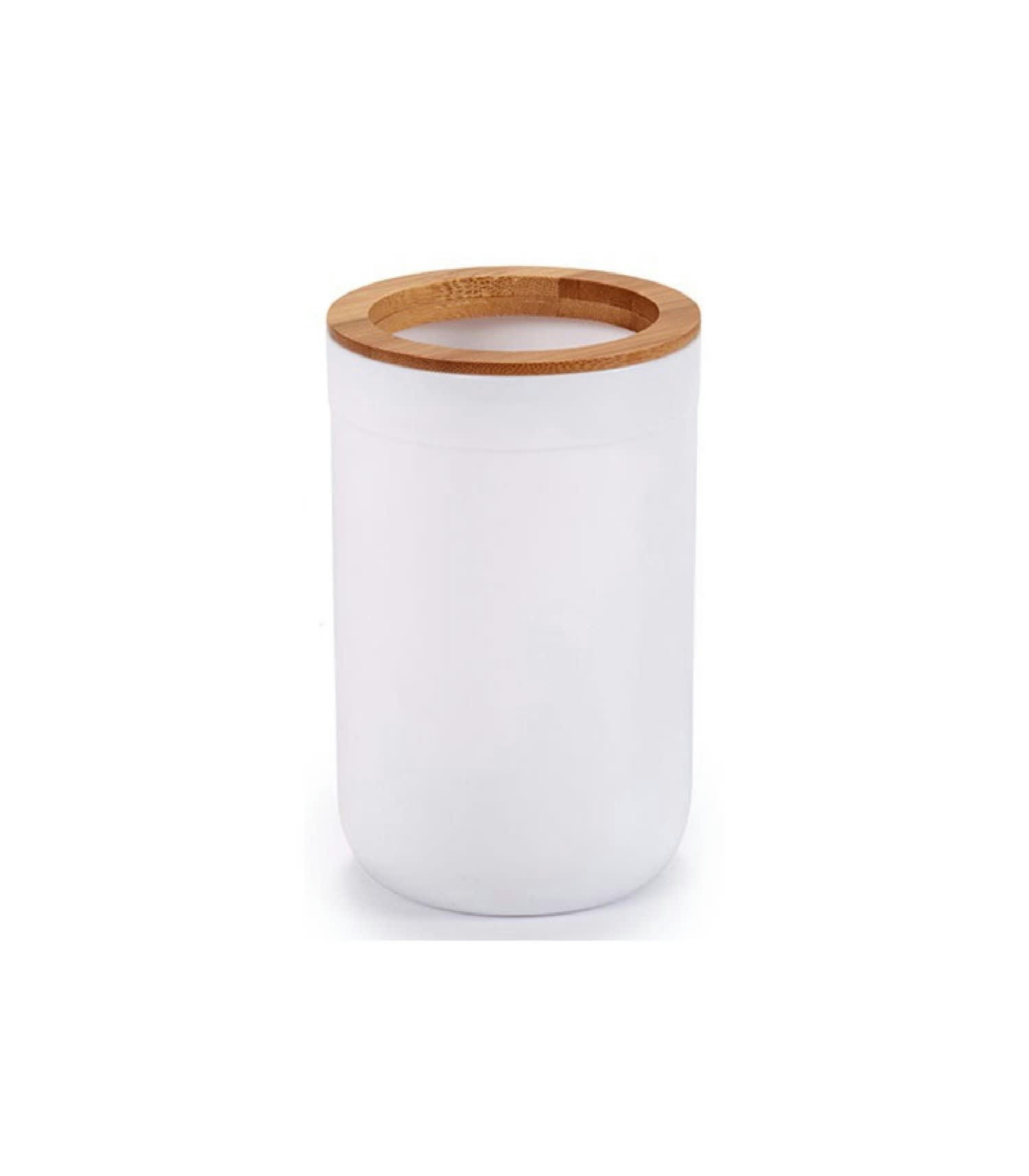 BAMBOU - Porte brosse à dents blanc et bambou