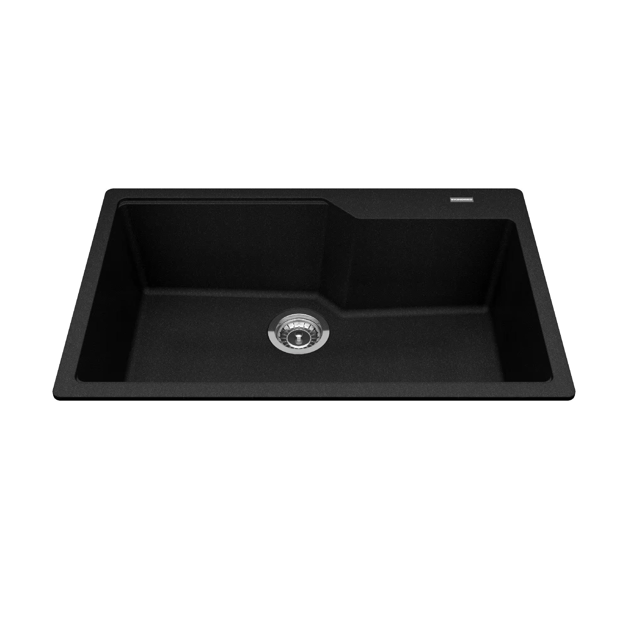 Kindred Urban Drop In Granite Single Bowl Kitchen Sink, 30.7-in x 19.69-in x 9.06-in, Onyx