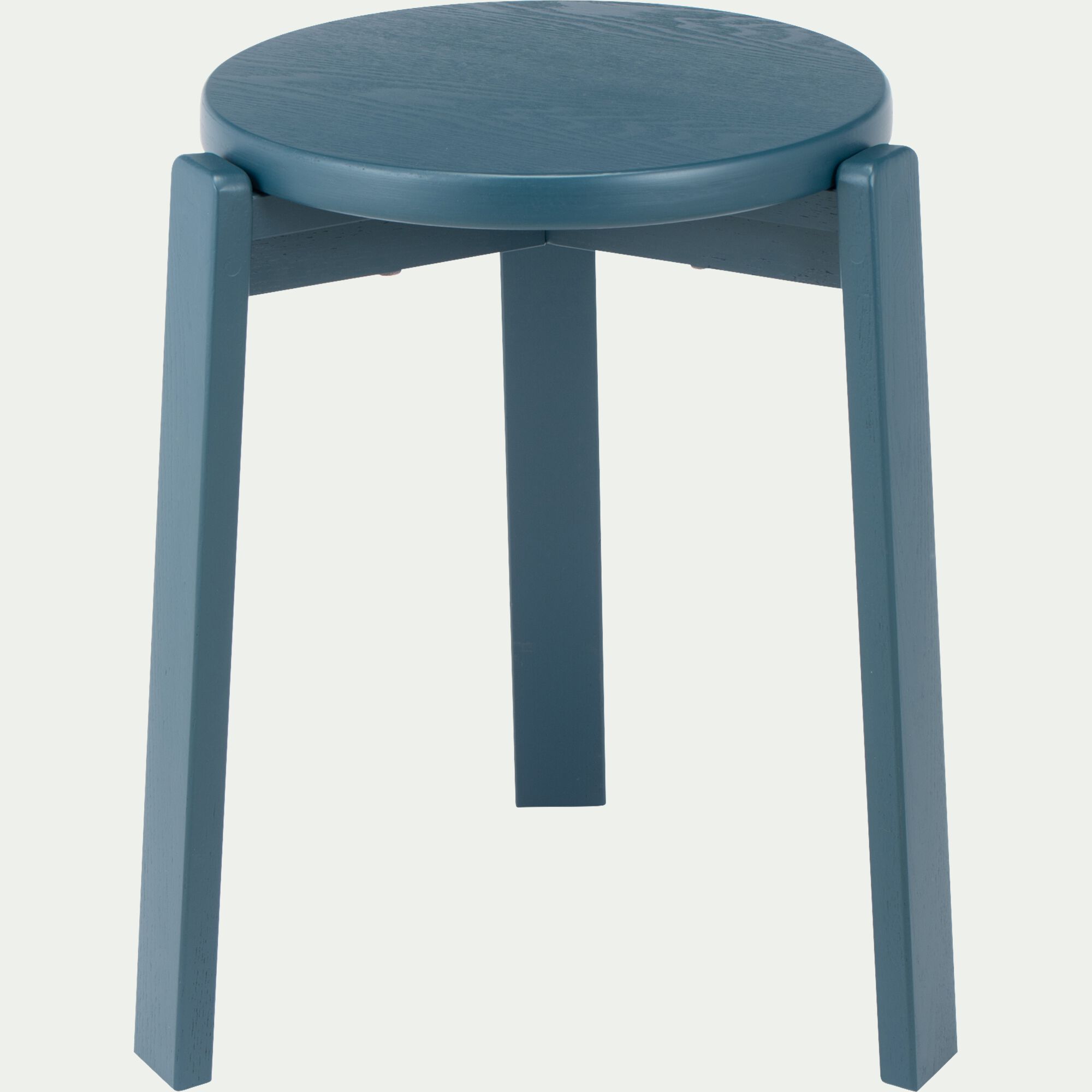 LUNEL - Tabouret bas en bois de frêne H45cm - bleu figuerolles