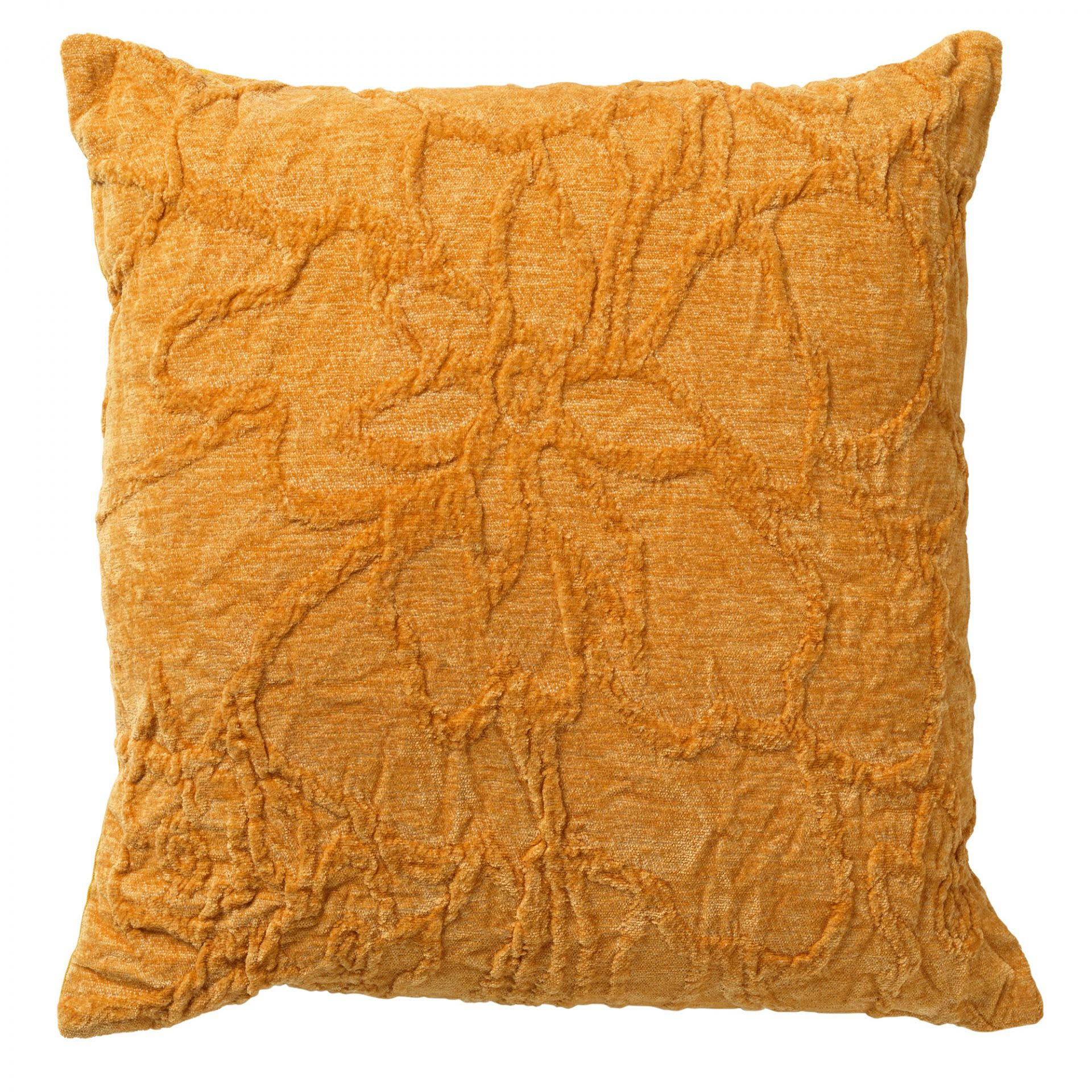 - Coussin - jaune en polyester 45x45 cm avec motif fleuri