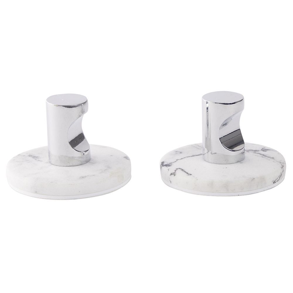 Patère murale métal et plastique effet marbre blanc Ø5cm