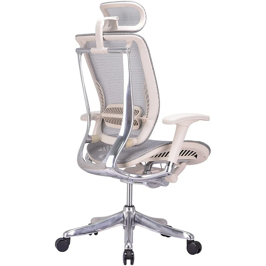 GM Seating Enklave XL Gray Mesh Executive Hi Swivel Chair Chrome Base with Headrest,