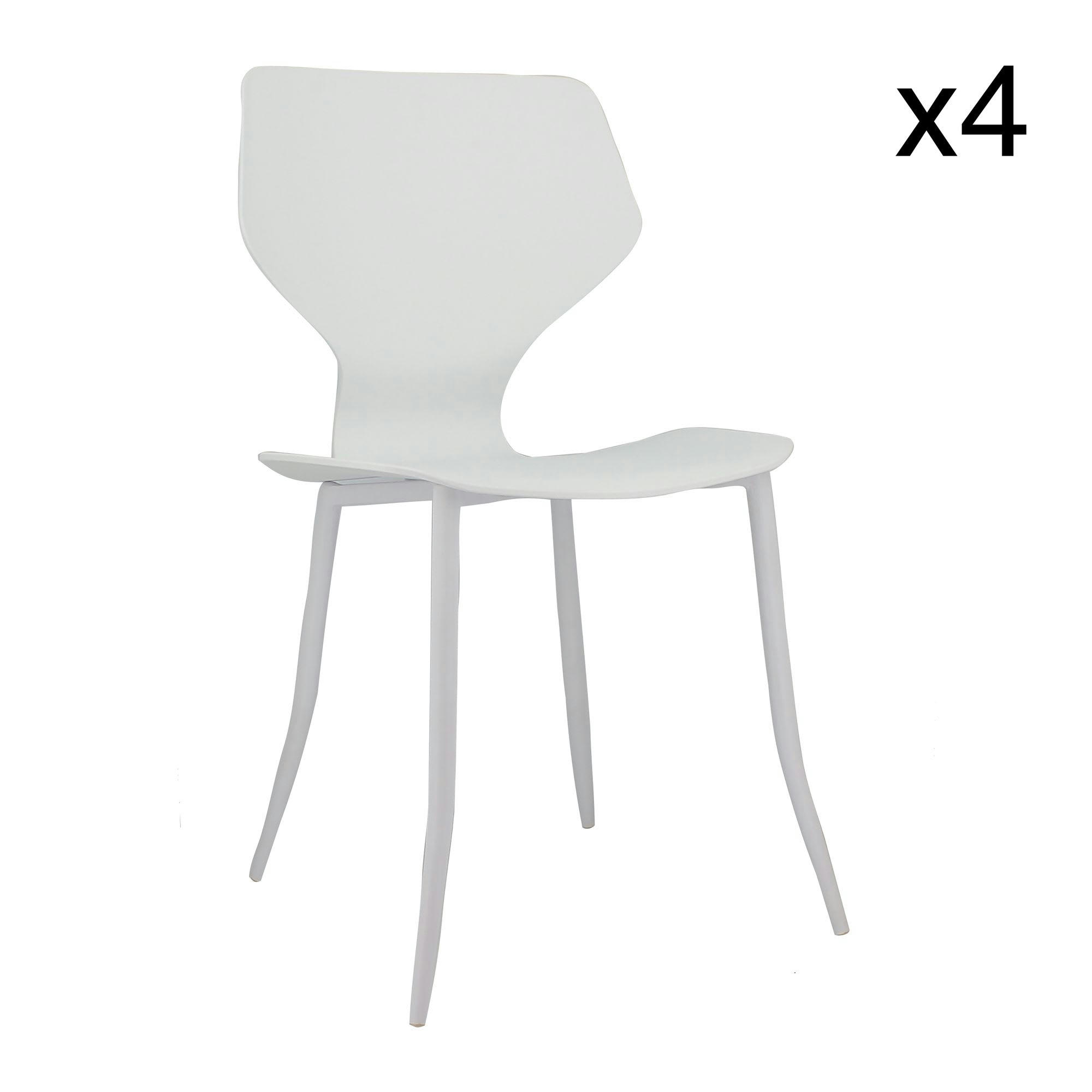GABBY - Lot de 4 chaises extérieur en polypropylène blanc