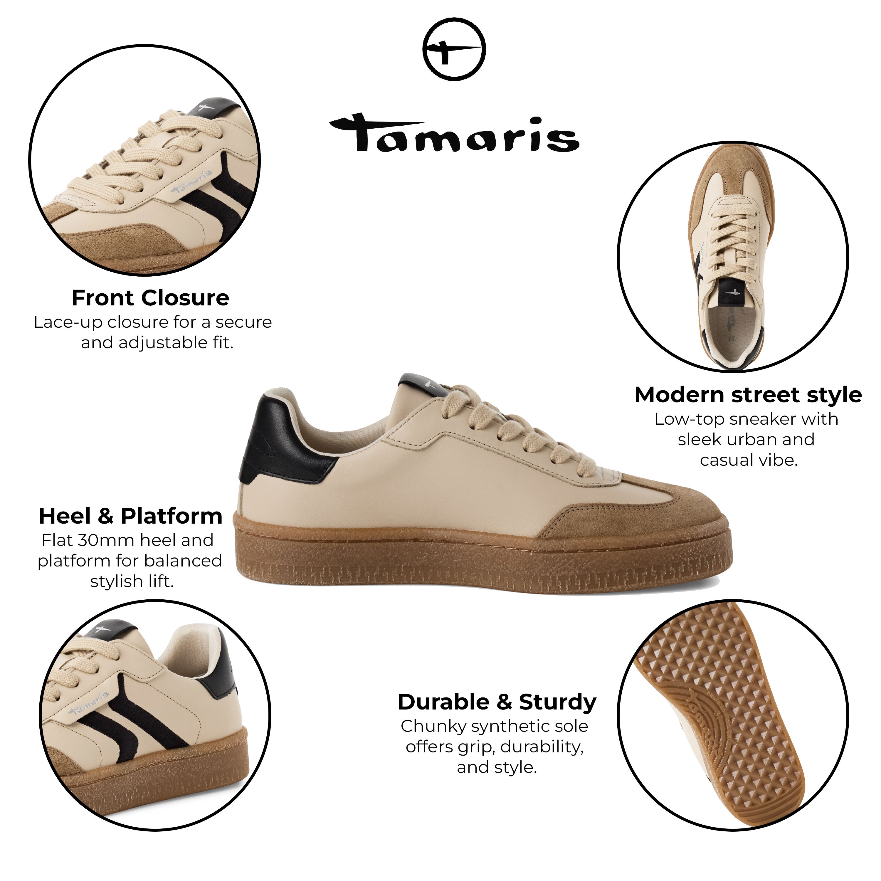 Infinity Leather Tamaris Suede Leather Fashion Lace Up Sneakers