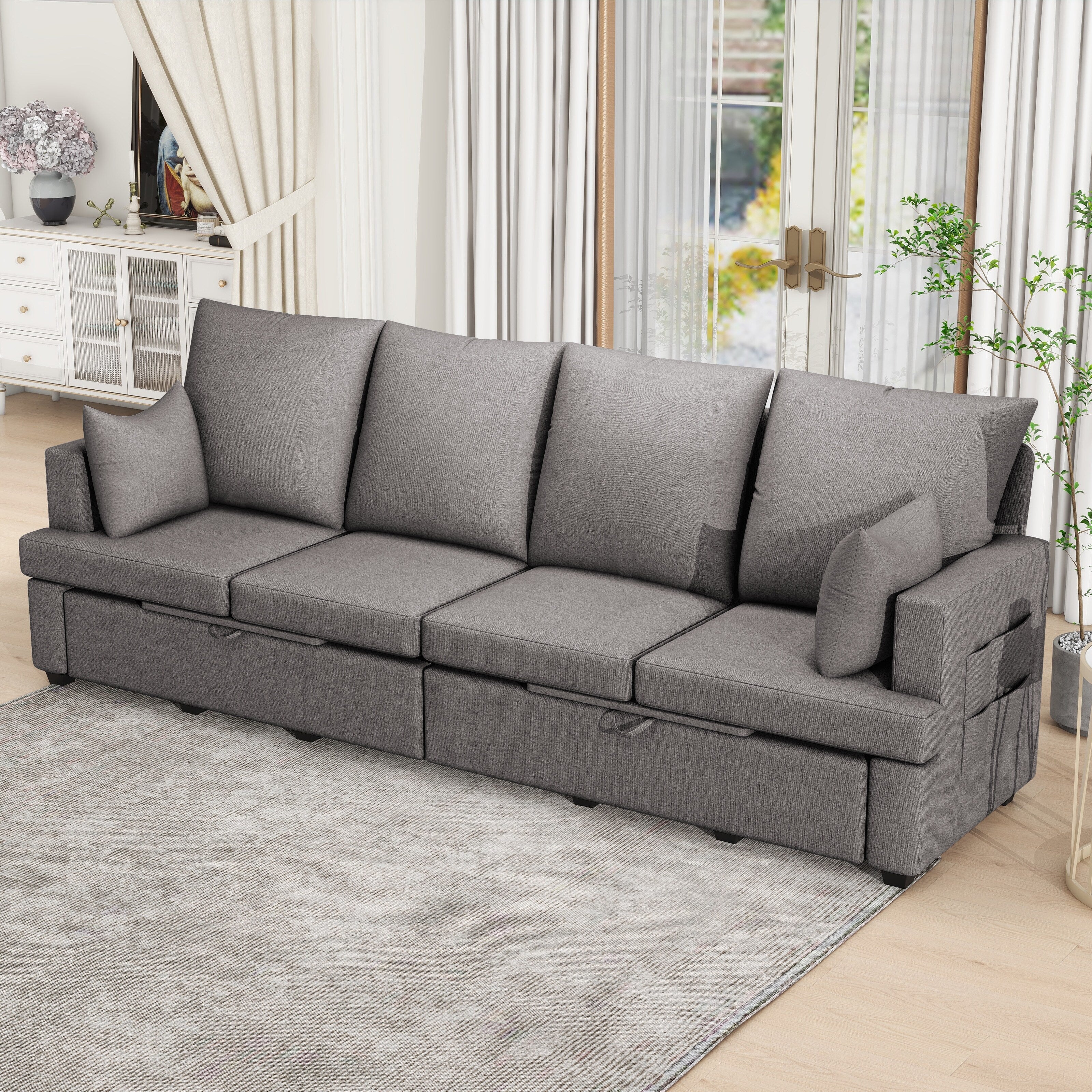 103.2'' Chenille 4-Seat Modular Sofa with Storage
