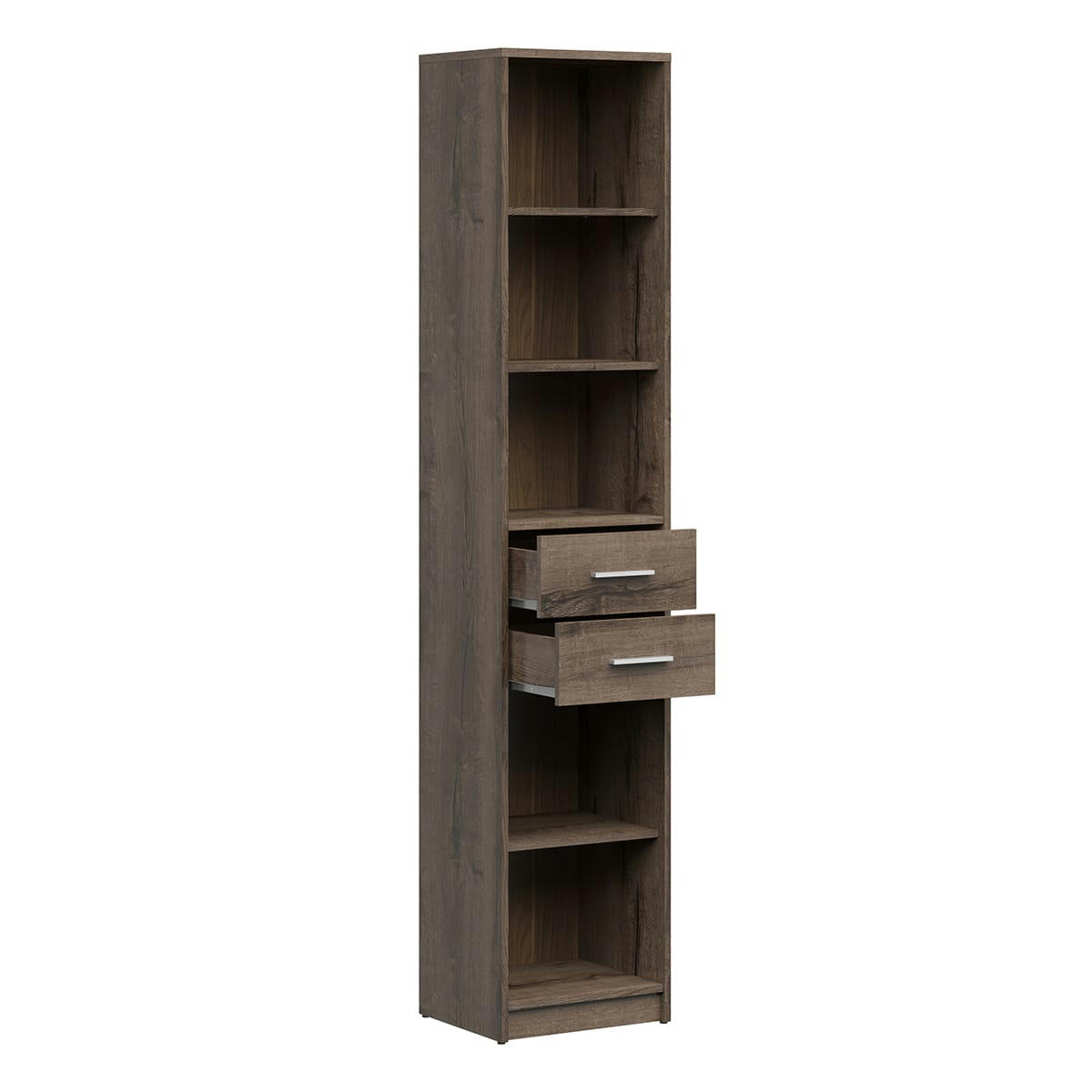 - Bibliothèque 2 tiroirs stratifiés naturel foncé