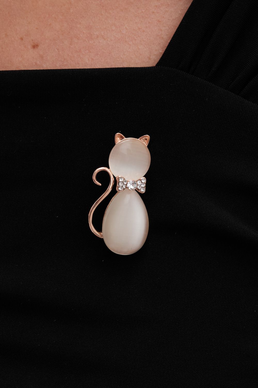 Jon Richard Rose Gold Pink Crystal Cat Brooch - Gift Boxed