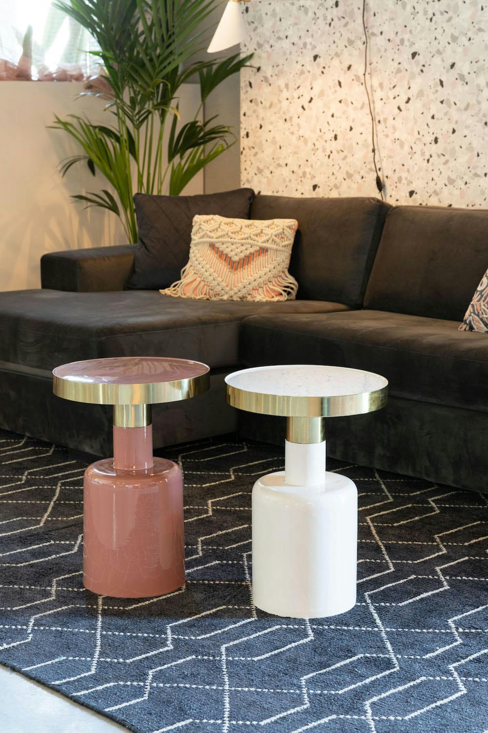 GLAM - Table d'appoint ronde en métal D36cm blanc