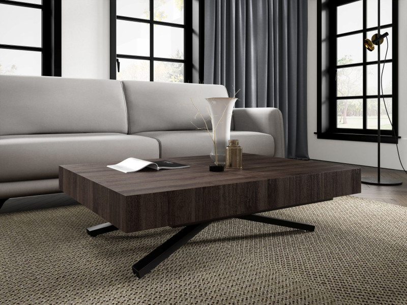 Ławostół Nowoczesny SIENNA, nogi X - Anthracite Sherman Oak