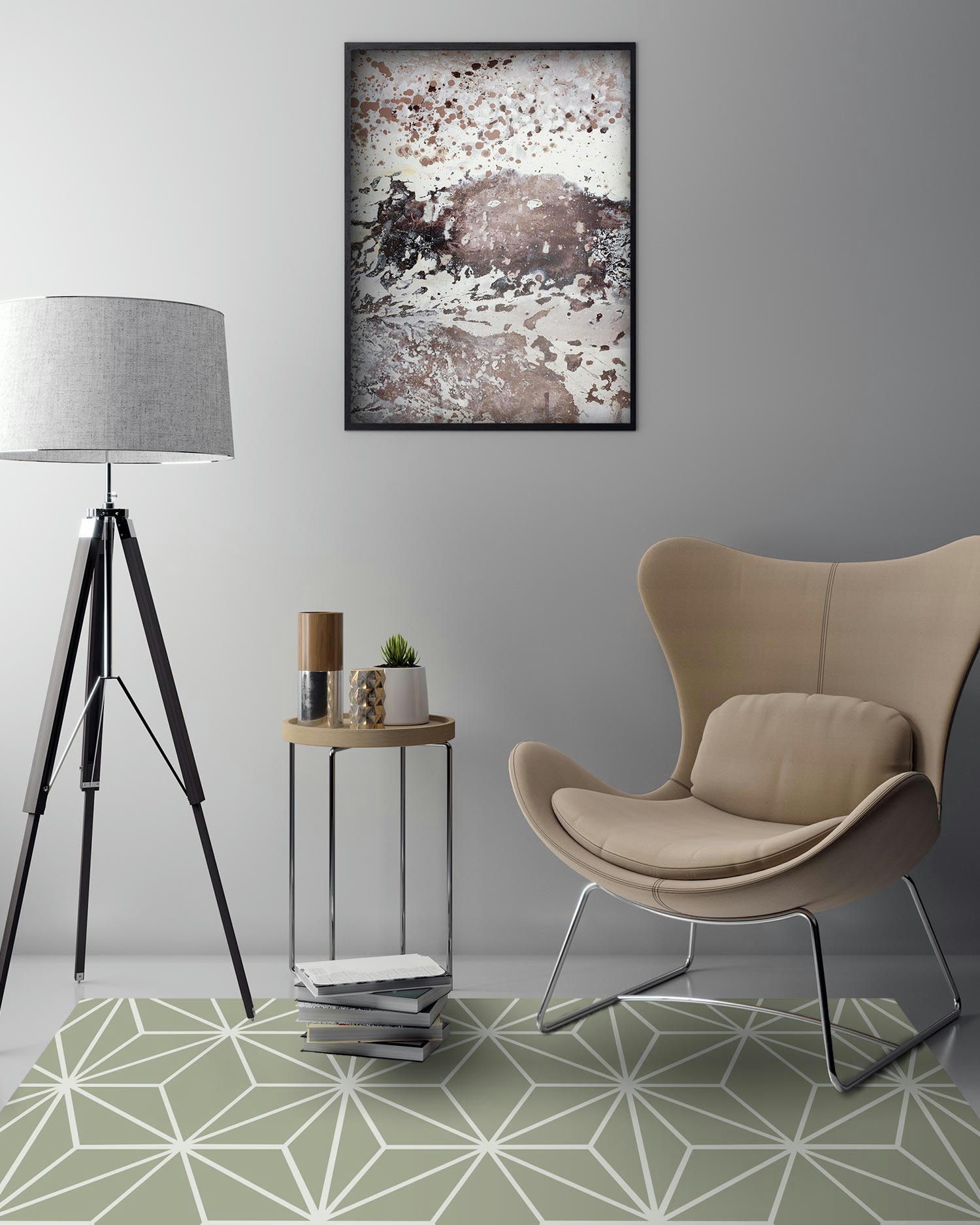 - Tapis vinyle lignes d'étoiles vertes 140x200cm